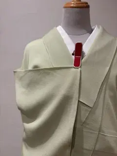 夏着物　絽　色無地　紋あり　きれいなうぐいす色　美品　ちいさめ