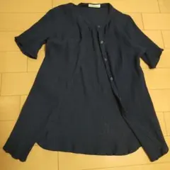 SHOO-la-RUE ネイビー カーディガン しわ加工 紺 シューラルー 半袖