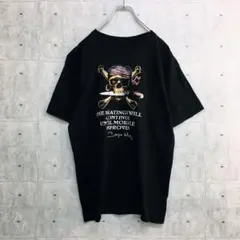 Z0104 Tシャツ 黒 S センタービッグプリント ドクロ