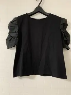 新品　ふんわり袖カットソー　ブラック　M イシカワラボ