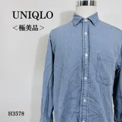 【極美品】ユニクロ デニムオーバーシャツ 長袖 ウォッシュ加工 Ｌ ブルー