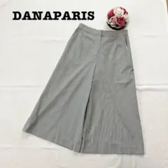 ダナパリ　レディース　ストライプ　ワイドパンツ　M グレー　ホワイト　ガウチョ
