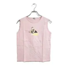 美品 ノースリーブTシャツ ピンク 綿 M タンクトップ 薄手 可愛い おでかけ