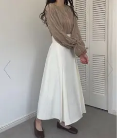 JUNOAH ハイウエストボックスプリーツスカート