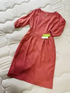 新品　タグ付き　ディノス　ワンピース　ローズピンク　L ウエストタック