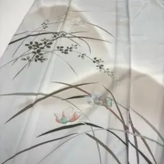 付下げ 単衣 草花の上品なデザイン 居敷当て 一つ紋 洗える着物T-8898
