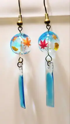 Ｎｏ．428 ハンドメイドピアス 風鈴 もみじ
