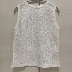 【美品】ラッセルレース ノースリーブトップス -ウォッシャブル-