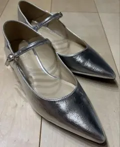新品未使用　PLST シルバー　フラットシューズ　Lサイズ