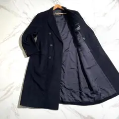 希少✨バーバリー ダブルチェスターコート カシミヤ混 Lサイズ ネイビー 鑑定済