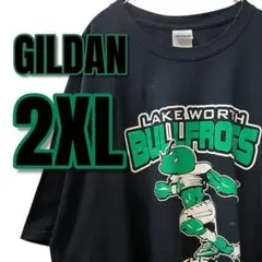 【496】USA古着 半袖Tシャツ GILDAN 2XL フットボール　ブラック
