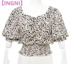 ✨美品✨イング【INGNI】 ギャザーシャーリングブラウス M レオパード柄