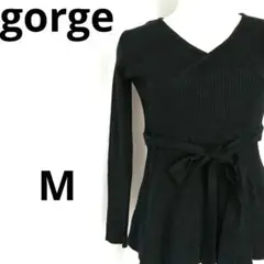 gorge ゴージ ブラック リブ編 ラップトップ パンプキン M 伸びる◆㉜