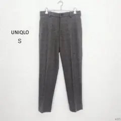 ユニクロ| スマートアンクルパンツ【Ｓ】ジャージーグレンチェック ダークブラウン