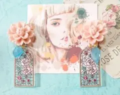flowerカボション　ピアスorイヤリング