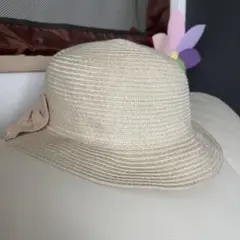 50cm リボン付きベージュ麦わら帽子