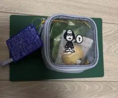 カルディ　スヌーピー　相良刺繍メッシュポーチ　ブルー