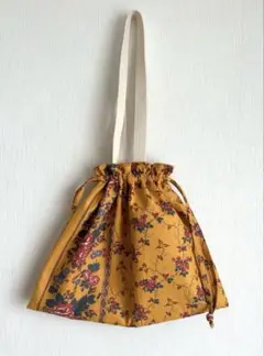 【ハンドメイド】　肩掛け　巾着トートバッグ　大