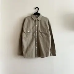 メンズ　長袖シャツ　古着　Mサイズ　ベージュ ワークシャツ