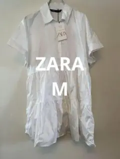 ZARA ザラ ワンピース 膝丈 ホワイト サイズM タグ付き レディース