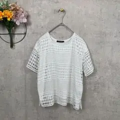 【美品】RafRaf Tシャツ カットソー 半袖 レース L ホワイト