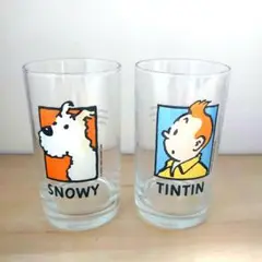 タンタンの冒険　TIN TIN SNOWYグラス ノベルティー レトロ