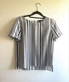 美品★INDIVI ストライプ　半袖　ブラウス　38