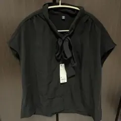 GU ボウタイブラウス 半袖 黒 ブラック M Mサイズ