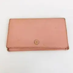 CHANEL シャネル ココボタン 長財布 折り財布 ココマーク レザー ピンク