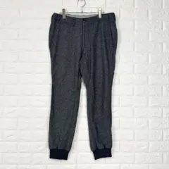 ビューティアンドユース【L】グレー系 ツイード ジョガーパンツ 裾リブ 秋冬