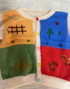 多色刺繍ニットカーディガン 約95cm