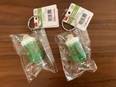 ダイソー　キーホルダー　アイスフロート　クリームソーダ　グリーン　2個