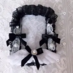 ハンドメイド レースデコ フリルデコ 量産 地雷 黒 ブラックトレカケースデコ