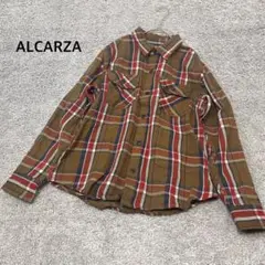 【Alcarza】ヘビーフランネチェックシャツ ブラウン