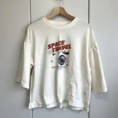 宇宙旅行グラフィック七分袖Tシャツ M アイボリー