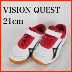O5163*VISION QUEST*バドミントンシューズ*21cm*白・赤・黒