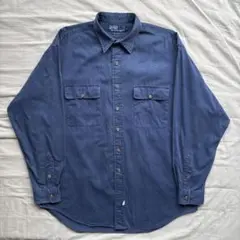 【90s】Ralph Lauren サファリシャツ ダブルポケット ナス紺
