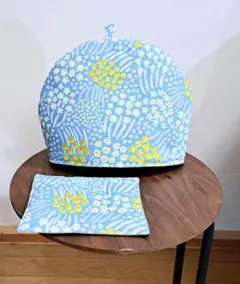 ◆⑭　ティーコゼー　お花　ティーポットカバー　マット　ハンドメイド　ティーコジー
