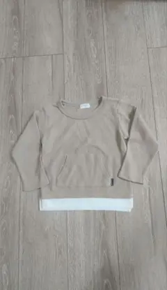 重ね着風ワッフル生地ロンＴ　100cm