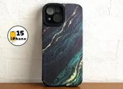 【割引有り】iPhone15 ケース　カバー　スマホケース　緑　黒　金　波