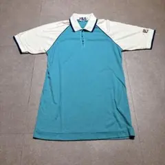 Fila ポロシャツ　半袖　ビンテージ　80s 90s ターコイズブルー　L