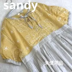【未使用品】sandy 切替えワンピース　レース刺繍　パフスリーブ　大きいサイズ