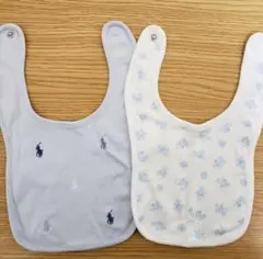 ポロ刺繍とクマ柄のスタイ2枚セット