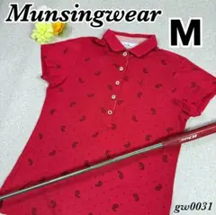 【Munsingwear】ゴルフウェア　半袖ポロシャツ　赤　ペイズリー　M