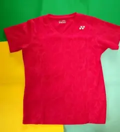 バドミントン用ピンクVネックシャツ M