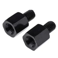 バイクミラーアダプター ネジアダプター ブラック 【正8mm→正 8mm】2個