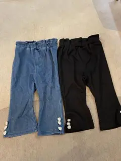 アプレレクール　デニムと黒のフレアパンツ2点セット