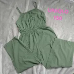 UNIQLOオリーブグリーン コットンオーバーオール キッズ150