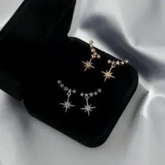 silver925の六芒星 スターピアス 5連 キラキラ