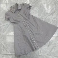 C.D.S BASIC ストライプワンピース 半袖 刺繍入り フレア シャツ